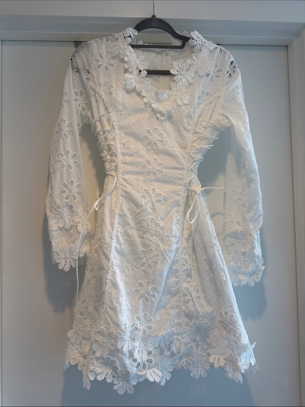White Lace Corset-Side Mini Dress